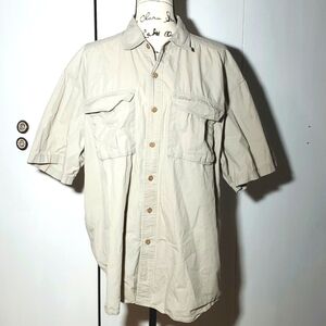 Orvis- Mens Khaki Outdoor Performance Shirt Fishing, hiking, camping Size XL